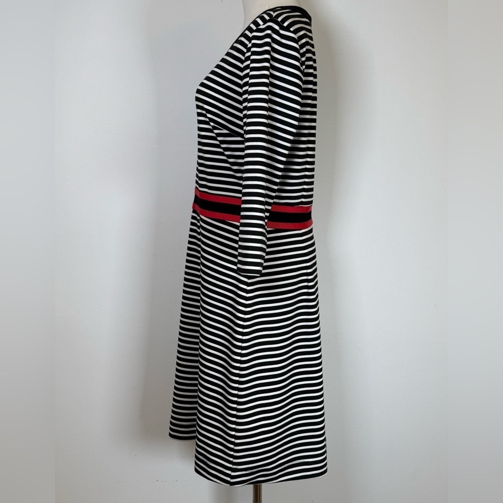 Draper James ‘Persley’ Ponte Red Black White Striped Dress Women’s Size Medium - Picture 5 of 10